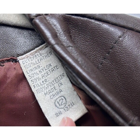 Lord & Taylor Leather Jacket Women's 12 Brown Quilted Zip Front Lined - Picture 8 of 12